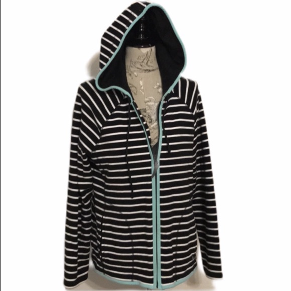 Talbots Jackets & Blazers - Talbots Hooded Black Striped Jacket L